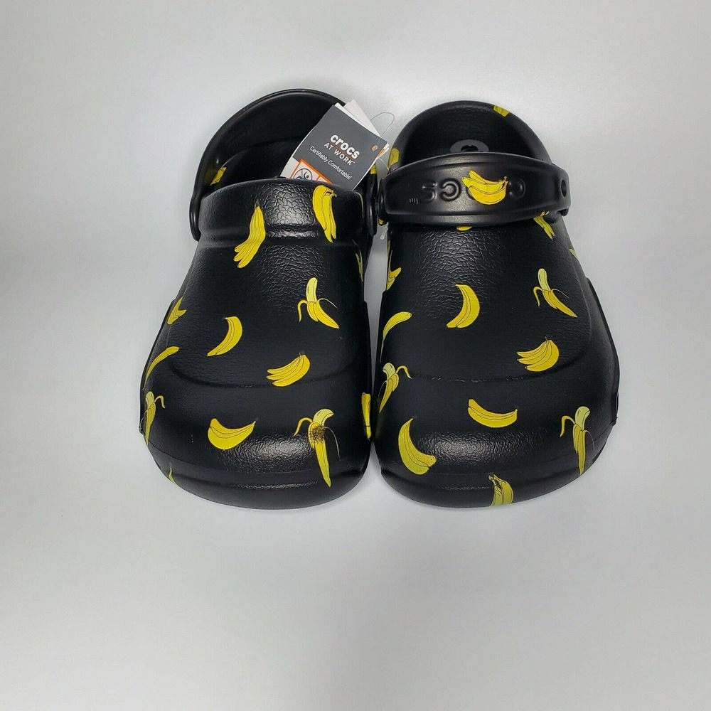 COPY - Crocs Bistro Graphi Banana Clog Size Women Size 6 M/ 8W Black Yellow